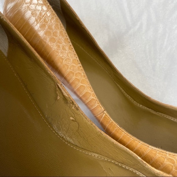 Lauren Ralph Lauren Yellow Faux Snakeskin Heels - Picture 3 of 11